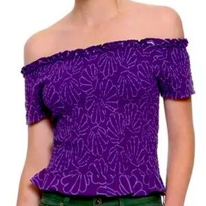 Hot Topic Her Universe Destination Disney Little Mermaid Ariel Smocked Shell Top